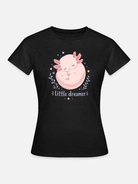 Kleiner Träumer Moon Axolotl - Frauen T-Shirt - Schwarz