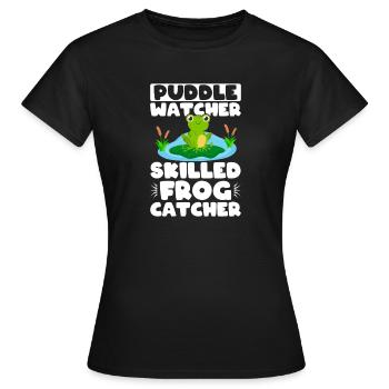 Frog Catcher Puddle Watcher Skilled Frog - Women's T-Shirt - black - Front - AI Model Female 172 dark (172cm)