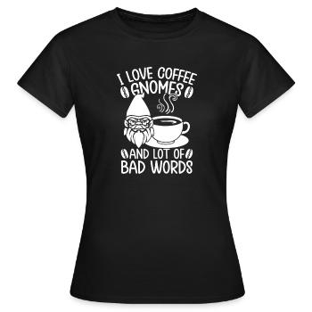 Gnome Costume Men I Love Coffee Gnomes & Bad Words - Women's T-Shirt - black - Front - AI Model Female 172 dark (172cm)