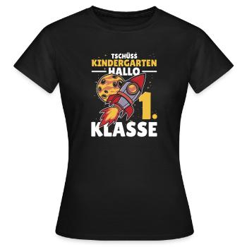 Tschüss Kindergarten Hallo 1. Klasse Schulkind - Frauen T-Shirt - Schwarz - Vorne - AI Model Female 172 dark (172cm)