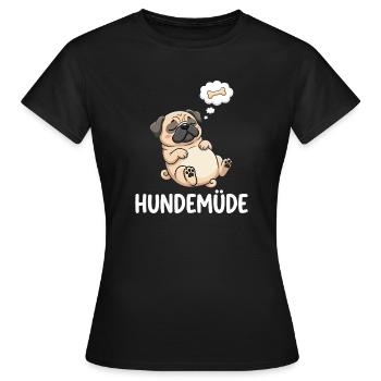 Hundemüde Traum-Pug Knochen - Frauen T-Shirt - Schwarz - Vorne - AI Model Female 172 dark (172cm)