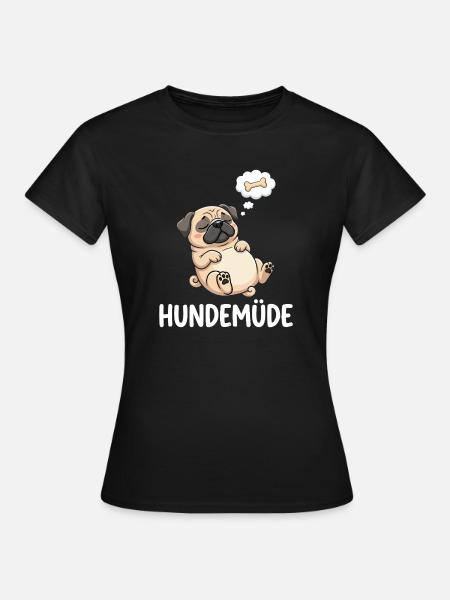 Hundemüde Traum-Pug Knochen - Frauen T-Shirt - Schwarz