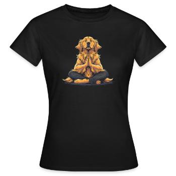 Funny Yoga Golden Retriever Gift - Women's T-Shirt - black - Front - AI Model Female 172 dark (172cm)