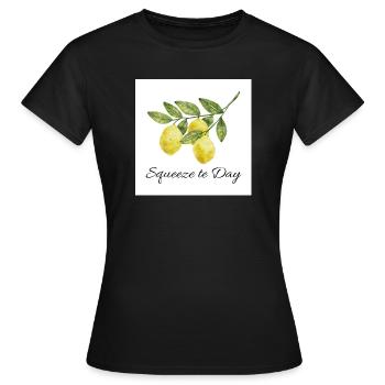 Squeeze the Day Lemon Watercolor Illustration - Frauen T-Shirt - Schwarz - Vorne - AI Model Female 172 dark (172cm)