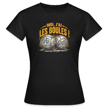 Pétanque Moi J'ai Les Boules Humour - T-shirt Femme - noir - Devant - AI Model Female 172 dark (172cm)