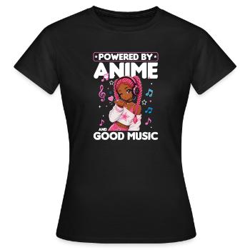 Anime and Music Chibi Black Girl - Frauen T-Shirt - Schwarz - Vorne - AI Model Female 172 dark (172cm)