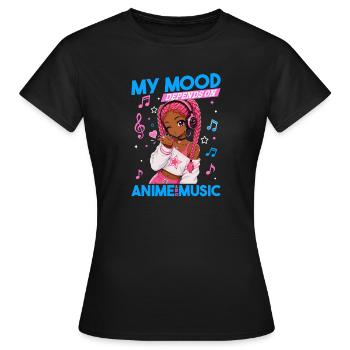 Anime and Music Chibi Black Girl - Frauen T-Shirt - Schwarz - Vorne - AI Model Female 172 dark (172cm)