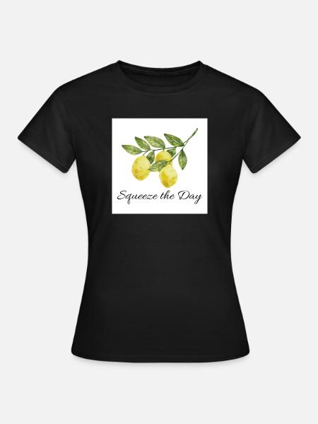 Squeeze the Day Lemon Botanical Design - Frauen T-Shirt - Schwarz