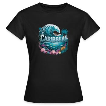  Karibik Wellen Abenteuer Surfen Unterwasserwelt - Frauen T-Shirt - Schwarz - Vorne - AI Model Female 172 dark (172cm)