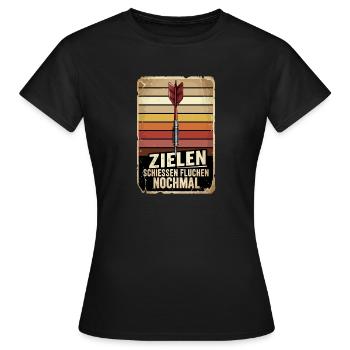 Zielen Schießen Fluchen Nochmal - Frauen T-Shirt - Schwarz - Vorne - AI Model Female 172 dark (172cm)