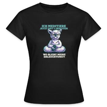 Yoga Alpaka Erleuchtung Meditation Spruch - Frauen T-Shirt - Schwarz - Vorne - AI Model Female 172 dark (172cm)