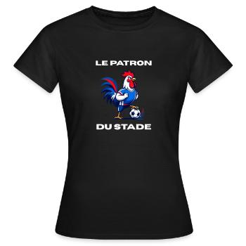 Coq du Stade Mascotte - Patron du Stade - humour - T-shirt Femme - noir - Devant - AI Model Female 172 dark (172cm)