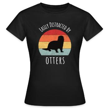 Leicht abgelenkt von Otters lustigen Geschenk - Frauen T-Shirt - Schwarz - Vorne - AI Model Female 172 dark (172cm)