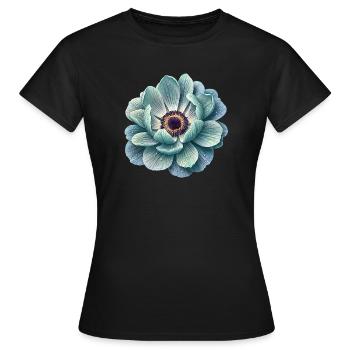 Anemone wassertropfen blüte Blaugrün - Frauen T-Shirt - Schwarz - Vorne - AI Model Female 172 dark (172cm)
