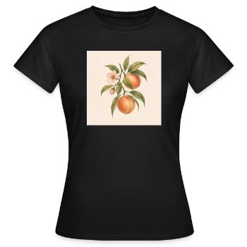 Sweet as a Peach | Vintage Peach Botanical Design - Frauen T-Shirt - Schwarz - Vorne - AI Model Female 172 dark (172cm)