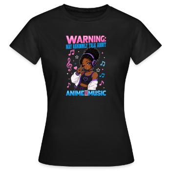 Anime and Music Chibi Black Girl - Frauen T-Shirt - Schwarz - Vorne - AI Model Female 172 dark (172cm)