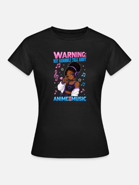 Anime and Music Chibi Black Girl - Frauen T-Shirt - Schwarz