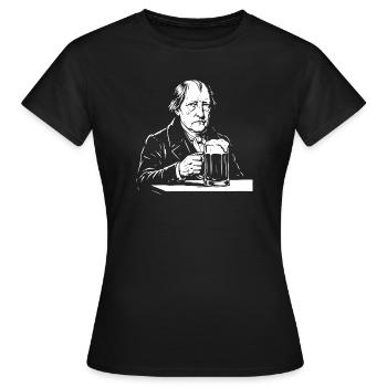 Hegel trinkt Bier - Frauen T-Shirt - Schwarz - Vorne - AI Model Female 172 dark (172cm)