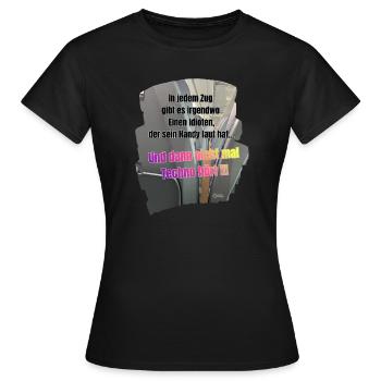 Lautes Handy im Zug Techno Meme - Frauen T-Shirt - Schwarz - Vorne - AI Model Female 172 dark (172cm)