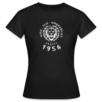 70. Geburtstag Wild, frei, ungezähmt seit 08/1956 - Frauen T-Shirt - Schwarz - Vorne - AI Model Female 172 dark (172cm)