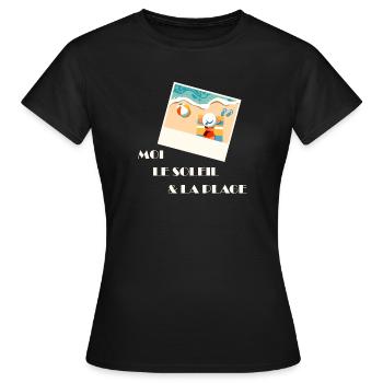 Été plage et détente pastel - T-shirt Femme - noir - Devant - AI Model Female 172 dark (172cm)