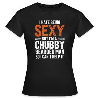 Homme à la barbe potelée qui dit Cadeau de chemise Mari - T-shirt Femme - noir - Devant - AI Model Female 172 dark (172cm)