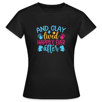 Peintre d’art drôle et Clay ont vécu heureux pour toujours - T-shirt Femme - noir - Devant - AI Model Female 172 dark (172cm)