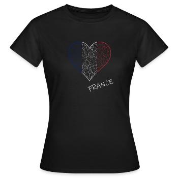 France, cœur aux couleurs françaises, France - T-shirt Femme - noir - Devant - AI Model Female 172 dark (172cm)