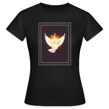 Timbre "Colombe de la paix" - T-shirt Femme - noir - Devant - AI Model Female 172 dark (172cm)