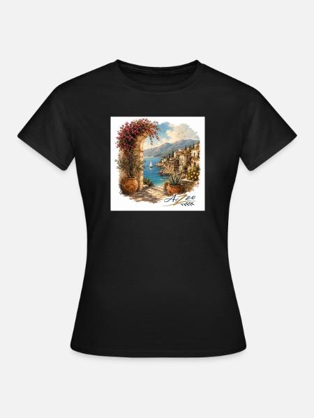 Designer Azzo Coastal Magic Flower Arch by the Sea - Women's T-Shirt - black