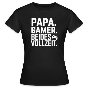  Papa Gamer Beides Vollzeit Vater Controller - Frauen T-Shirt - Schwarz - Vorne - AI Model Female 172 dark (172cm)