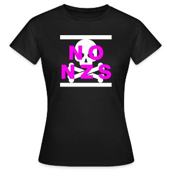 PAS DE NZS, PLUS JAMAIS, D’ANTIFASCISME, PAS D’AFD PINK - T-shirt Femme - noir - Devant - AI Model Female 172 dark (172cm)