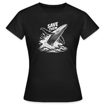 Protéger les baleines - T-shirt Femme - noir - Devant - AI Model Female 172 dark (172cm)