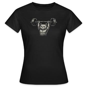Cat Fitness Gym Haltérophilie Musculation - T-shirt Femme - noir - Devant - AI Model Female 172 dark (172cm)