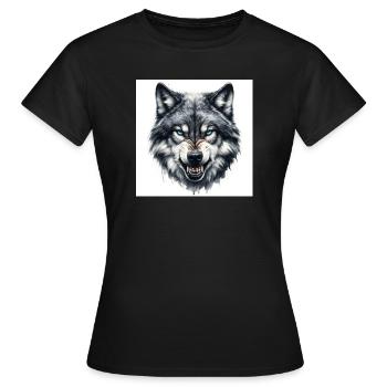 Blue Wolf Head Watercolor Painting - Women's T-Shirt - black - Front - AI Model Female 172 dark (172cm)