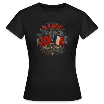 Maroc et France : Amis pour Toujours - T-shirt Femme - noir - Devant - AI Model Female 172 dark (172cm)