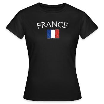 France Flag Vintage  - T-shirt Femme - noir - Devant - AI Model Female 172 dark (172cm)
