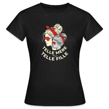 Telle Mère Telle Fille Rétro Bandana - T-shirt Femme - noir - Devant - AI Model Female 172 dark (172cm)