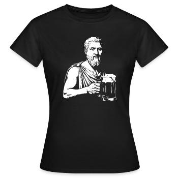 Ancien Sage avec une chope de bière - T-shirt Femme - noir - Devant - AI Model Female 172 dark (172cm)