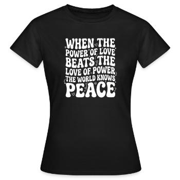 Devise : Liberté, Paix - T-shirt Femme - noir - Devant - AI Model Female 172 dark (172cm)