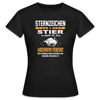 Sternzeichen Stier Ascendent Perfekt - Frauen T-Shirt - Schwarz - Vorne - AI Model Female 172 dark (172cm)