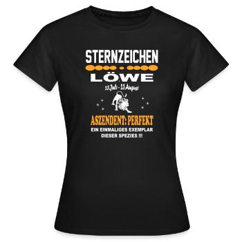 Sternzeichen Löwe: Ascendant Perfekt - Frauen T-Shirt - Schwarz - Vorne - AI Model Female 172 dark (172cm)