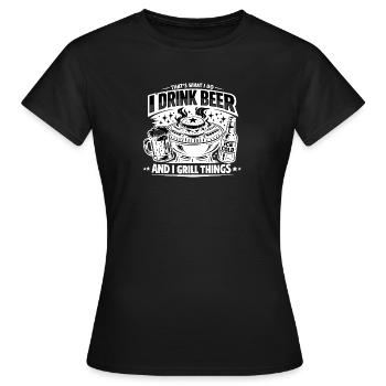 Je bois de la bière et je fais des barbecues bizarres, papa - T-shirt Femme - noir - Devant - AI Model Female 172 dark (172cm)