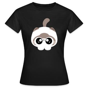 Chat Kawaii aux yeux étoilés - T-shirt Femme - noir - Devant - AI Model Female 172 dark (172cm)