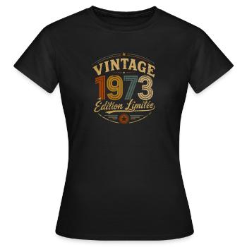 Vintage 1973 Édition Limitée - T-shirt Femme - noir - Devant - AI Model Female 172 dark (172cm)