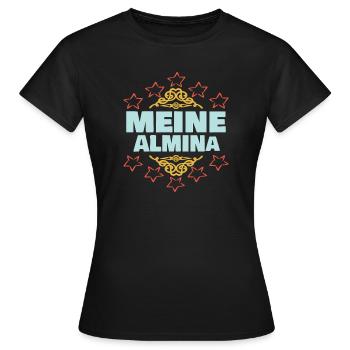 Almina - Frauen T-Shirt - Schwarz - Vorne - AI Model Female 172 dark (172cm)