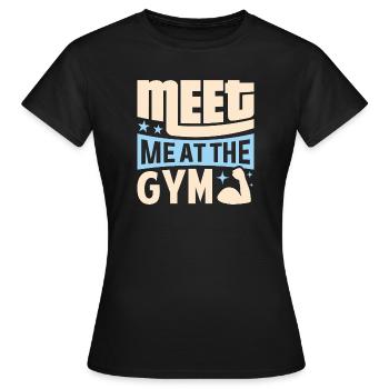 Meat Me at the Gym Fitness - jeu de mots - T-shirt Femme - noir - Devant - AI Model Female 172 dark (172cm)