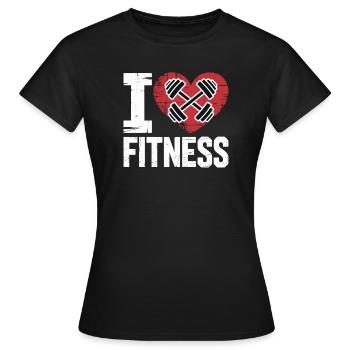 J’adore les haltères cœur de fitness - T-shirt Femme - noir - Devant - AI Model Female 172 dark (172cm)