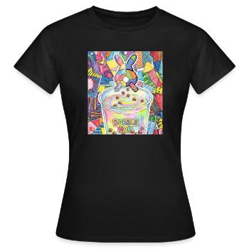 Bubble Tea Boba Drôle de Lapin mignon - T-shirt Femme - noir - Devant - AI Model Female 172 dark (172cm)