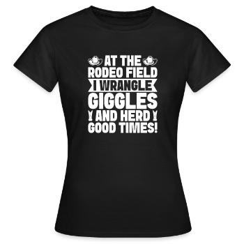 Rires à cheval de rodéo et bons moments de troupeau - T-shirt Femme - noir - Devant - AI Model Female 172 dark (172cm)